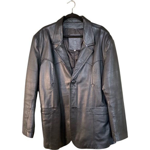 Vintage Black Leather Western Men's Blazer